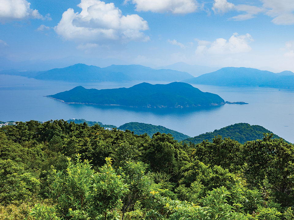 远眺西贡的翠绿山峦