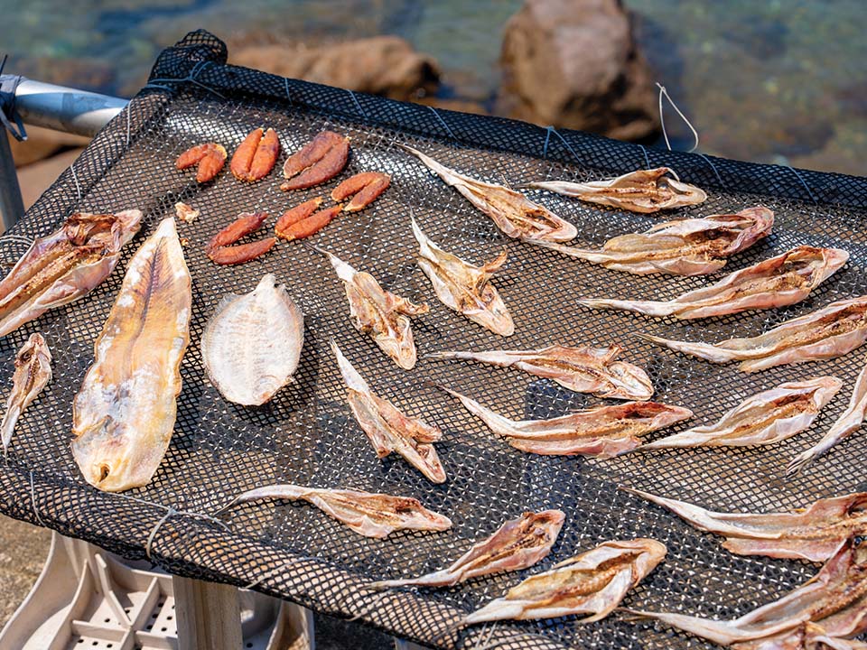 塔门村民制作的晒干海鲜