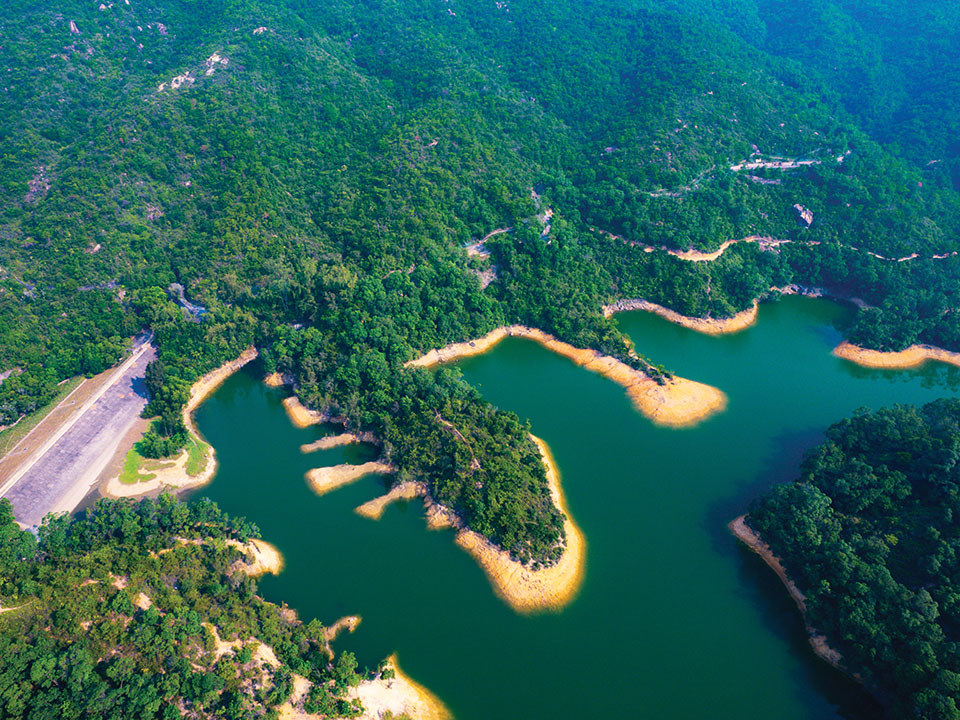 鸟瞰大榄涌水塘