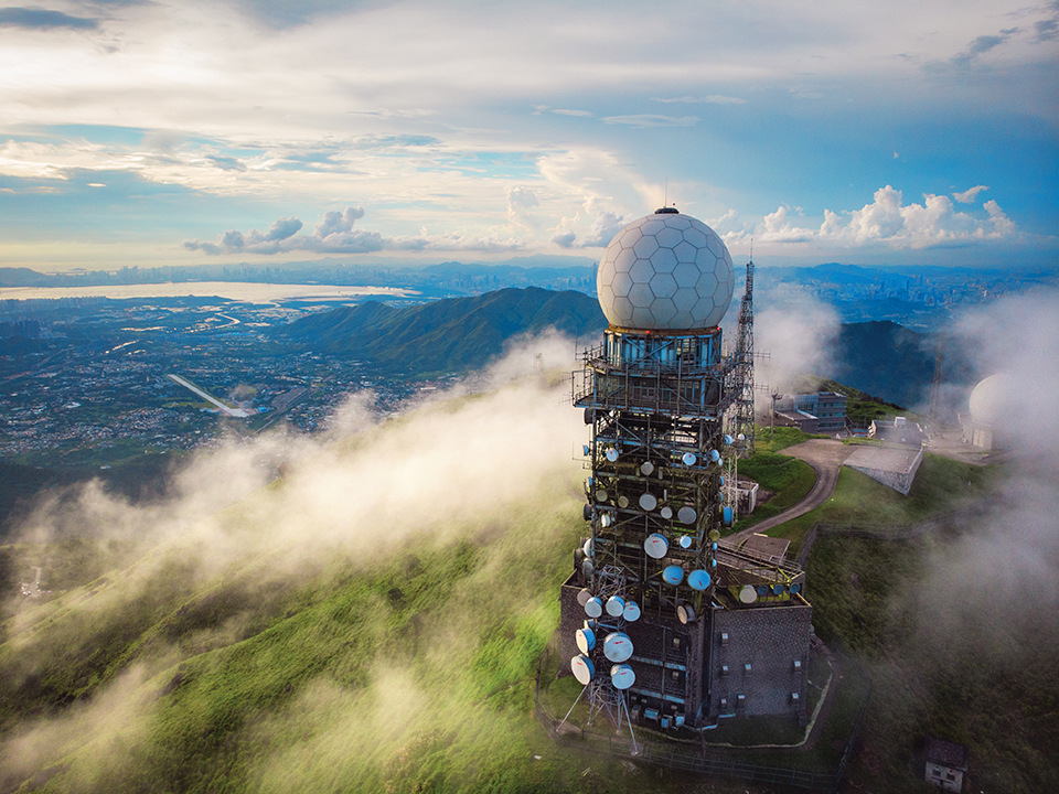 Close Arial shot of the Weather radar